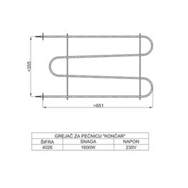 GREJAČ ŠPORETA KONČAR 1600w