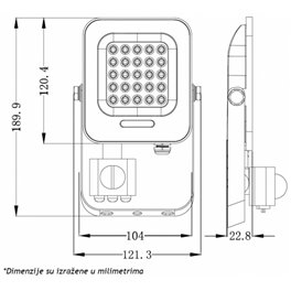 E.REFLEKTOR LED 20W SA SENZOROM BELO 6500K E.REFLEKTOR LED 20W SA SENZOROM BELO 6500K